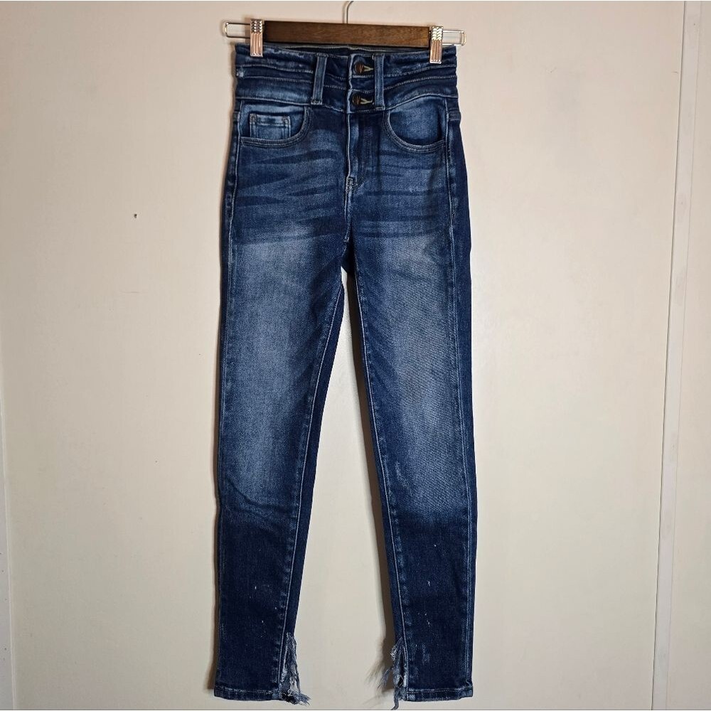 KanCan Skinny Jeans Size 24 Blue Stretchy Distressed High Rise Denim